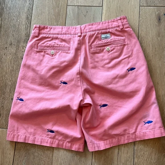 VINEYARD VINES Shep & Ian Club Shorts Pink w Blue Swordfish Pockets Sz 32 - Picture 7 of 10